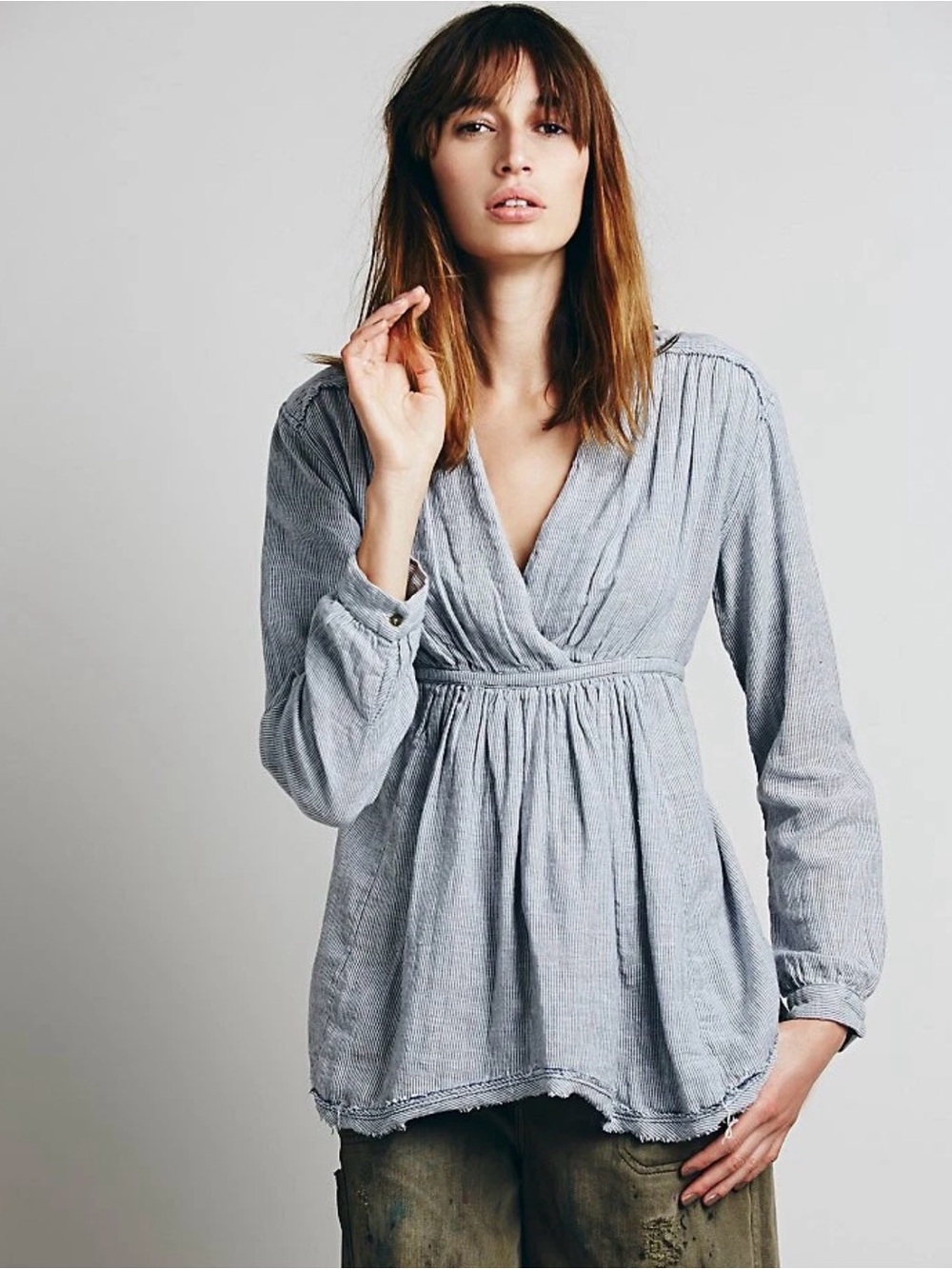 Free People All Who Wander Striped Blouse